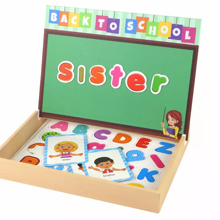 Edukacinių magnetinių dėlionių rinkinys su daugiafunkcine lenta