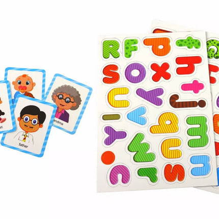 Edukacinių magnetinių dėlionių rinkinys su daugiafunkcine lenta