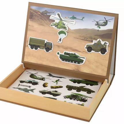 Edukacinių magnetinių dėlionių rinkinys su sausumos karo motyvu