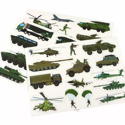 Edukacinių magnetinių dėlionių rinkinys su sausumos karo motyvu