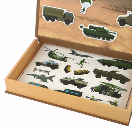 Edukacinių magnetinių dėlionių rinkinys su sausumos karo motyvu