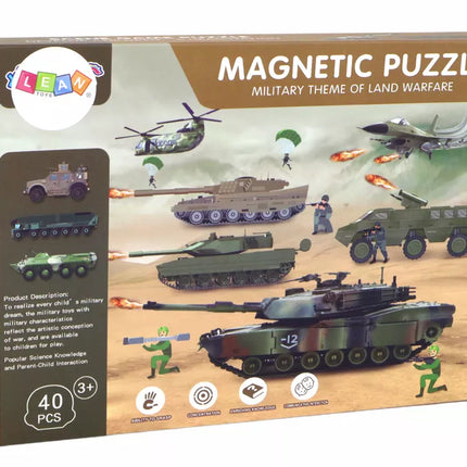 Edukacinių magnetinių dėlionių rinkinys su sausumos karo motyvu