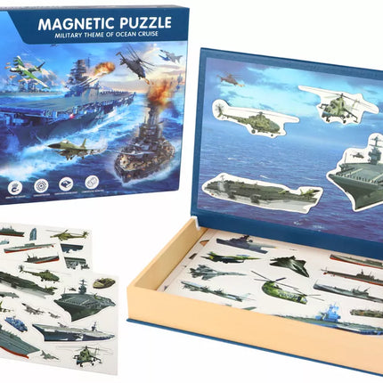 Edukacinių magnetinių dėlionių rinkinys su karinio laivo motyvu