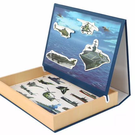 Edukacinių magnetinių dėlionių rinkinys su karinio laivo motyvu