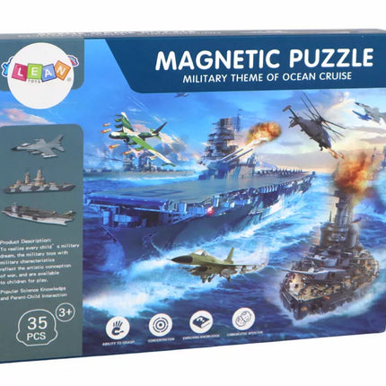 Edukacinių magnetinių dėlionių rinkinys su karinio laivo motyvu