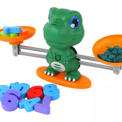 Edukacinis žaislas dinozauras svarstyklės matematinės operacijos
