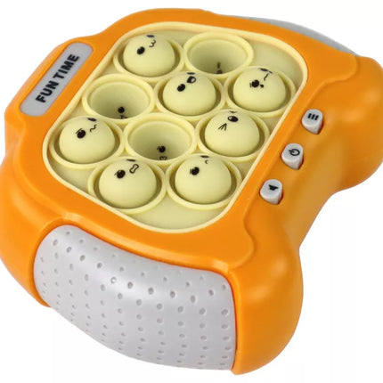 Sensorinis žaidimų pultas "Pop It", geltonas, su baterijomis, šviesomis ir garsais