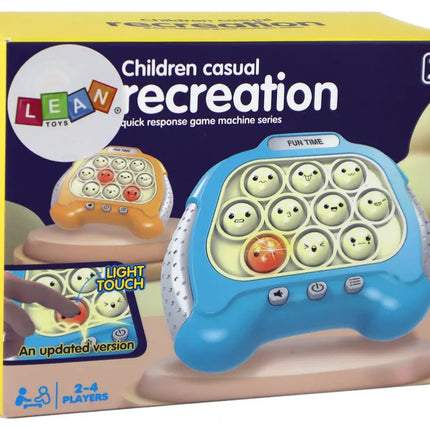 Sensorinis žaidimų pultas "Pop It", geltonas, su baterijomis, šviesomis ir garsais