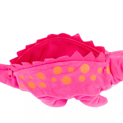 Pliušinis dinozauro penalas-dėžutė, pakabukas, rožinis