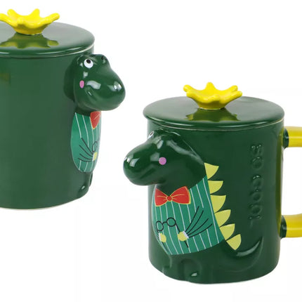 Žalias dinozauro puodelis-užplikytuvas 400 ml