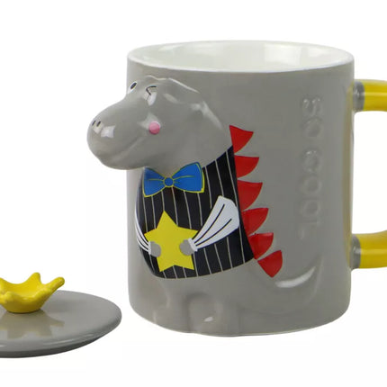 Pilkas dinozauro puodelis-užplikytuvas, 400 ml