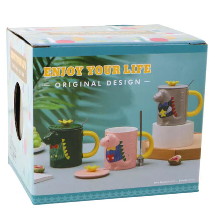 Pilkas dinozauro puodelis-užplikytuvas, 400 ml