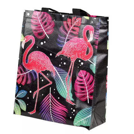 Flamingų dovanų maišelis juodas 30,5 cm x 24,5 cm x 10 cm