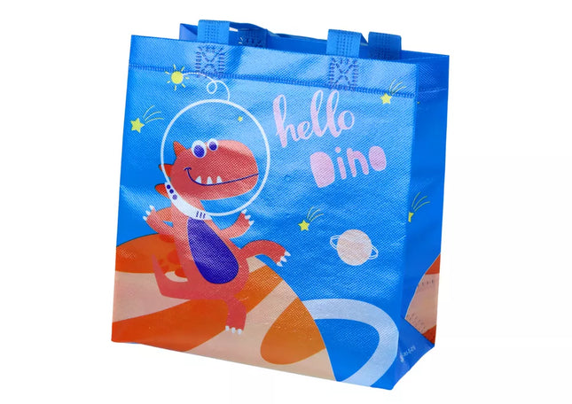 Dovanų maišelis „Dinozauras“, mėlynas, 23 cm x 21,5 cm x 11 cm