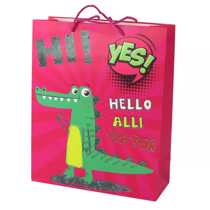 Rožinis popierinis dovanų maišelis 32 cm x 26 cm x 10 cm