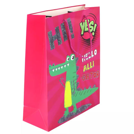 Rožinis popierinis dovanų maišelis 32 cm x 26 cm x 10 cm