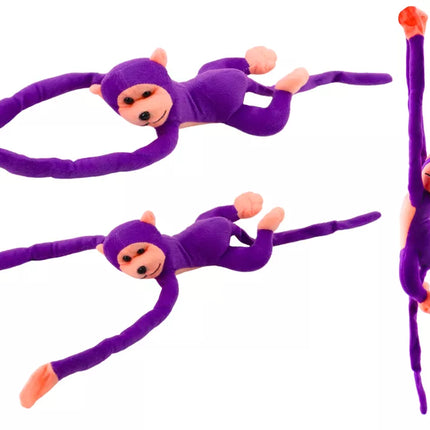 Pliušinė beždžionė-talismanas su garsu, violetinė, 60 cm