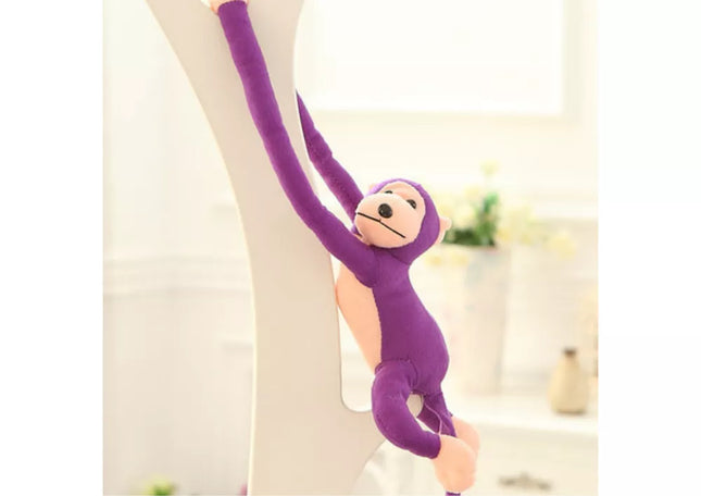 Pliušinė beždžionė-talismanas su garsu, violetinė, 60 cm