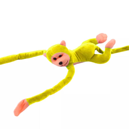 Pliušinė beždžionė-talismanas su garsu, geltona, 60 cm