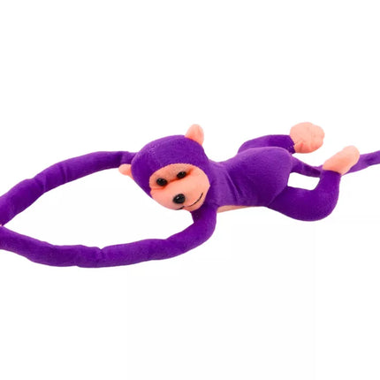 Pliušinė beždžionė-talismanas su garsu, violetinė, 80 cm