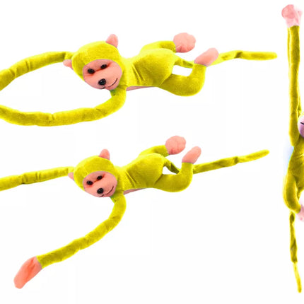 Pliušinė beždžionė-talismanas su garsu, geltona, 80 cm