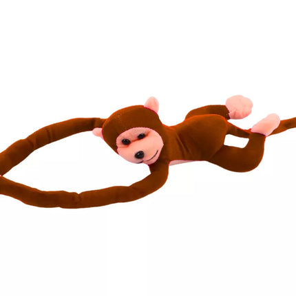 Pliušinė beždžionė talismanas su garsu, tamsiai ruda, 80 cm