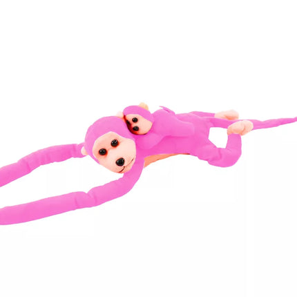 Pliušinė beždžionė su jaunikliu, rožinė, 70 cm