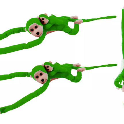 Pliušinė beždžionė su mažyliu talismanu, žalia, 70 cm