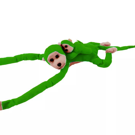 Pliušinė beždžionė su mažyliu talismanu, žalia, 70 cm