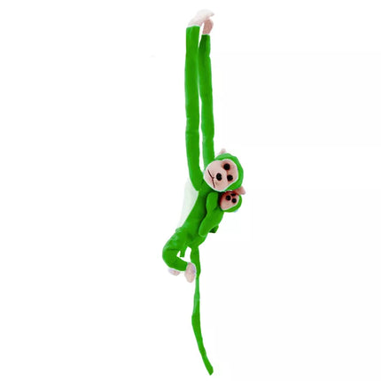 Pliušinė beždžionė su mažyliu talismanu, žalia, 70 cm