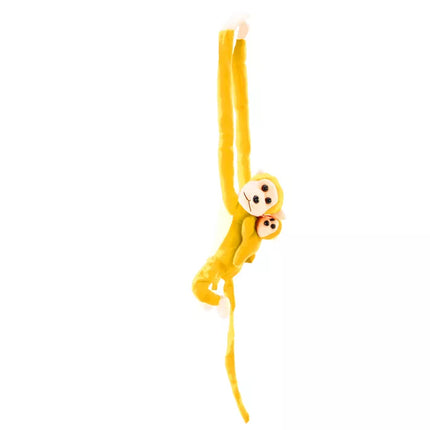 Minkštas talismanas beždžionė su mažyliu, geltonas, 70 cm