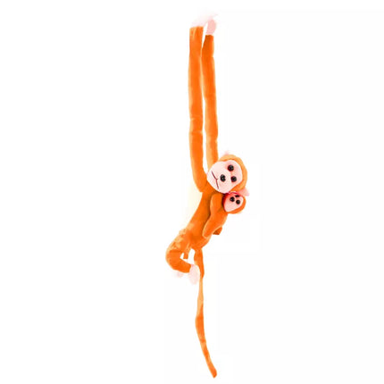 Pliušinė beždžionė su jaunikliu, oranžinė su garsu, 70 cm