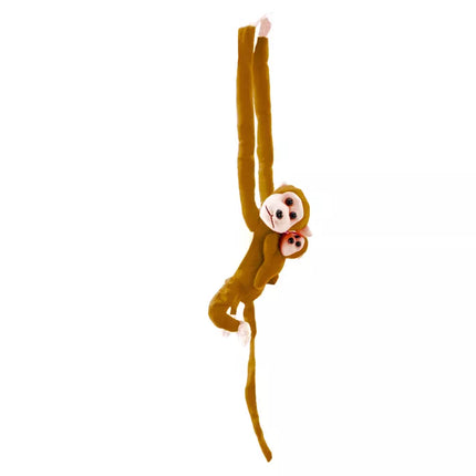 Maskotinis pliušinis beždžionė su kūdikiu, tamsiai rudos spalvos, 70 cm