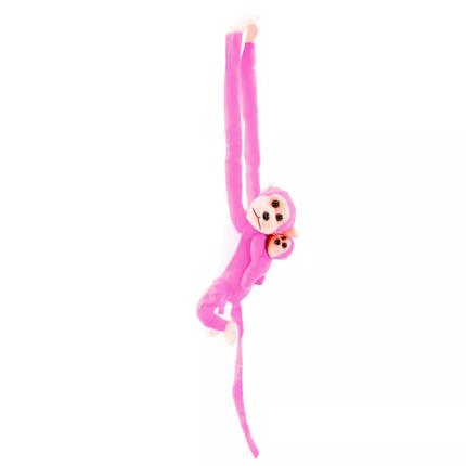 Maskotas pliušinis beždžionė su jaunikliu, rožinė, 90 cm