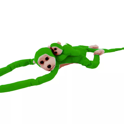 Minkštas pliušinis beždžioniukas su mažyliu, žalias, 90 cm