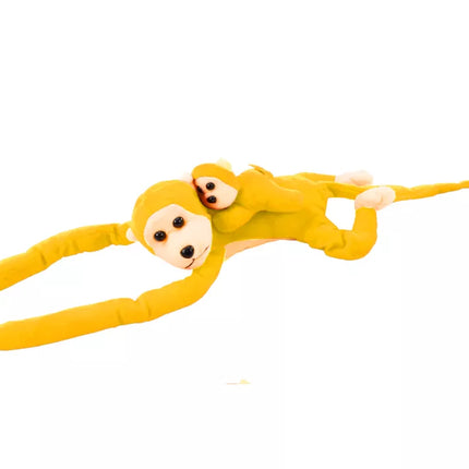 Minkštas pliušinis beždžioniukas su mažyliu, geltonas, 90 cm