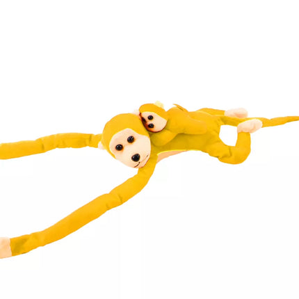 Minkštas pliušinis beždžioniukas su mažyliu, geltonas, 90 cm