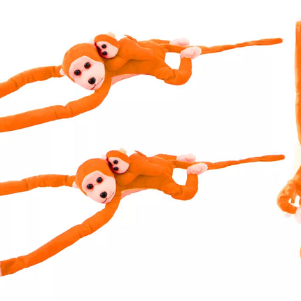 Maskotas pliušinis beždžionė su jaunikliu, oranžinė, 90 cm