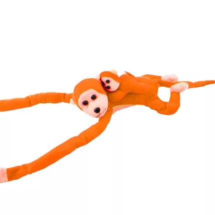 Maskotas pliušinis beždžionė su jaunikliu, oranžinė, 90 cm