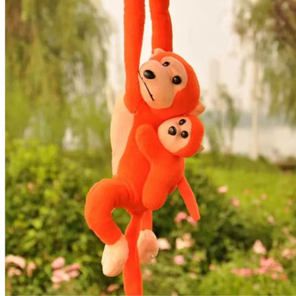 Maskotas pliušinis beždžionė su jaunikliu, oranžinė, 90 cm