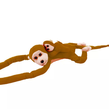 Pliušinė beždžionė su kūdikiu, tamsiai rudos spalvos, 90 cm