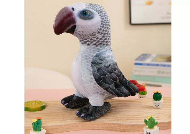 Pliušinis pilkas papūgos talismanas 20 cm