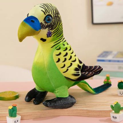 Pliušinis žalias papūgos talismanas, 20 cm