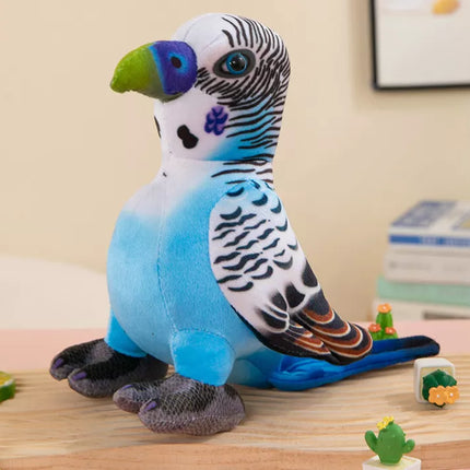 Pliušinis mėlynas papūgos talismanas, 20 cm