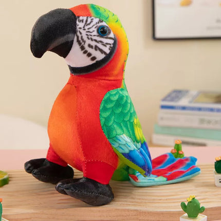 Pliušinis raudonas papūgos talismanas, 20 cm