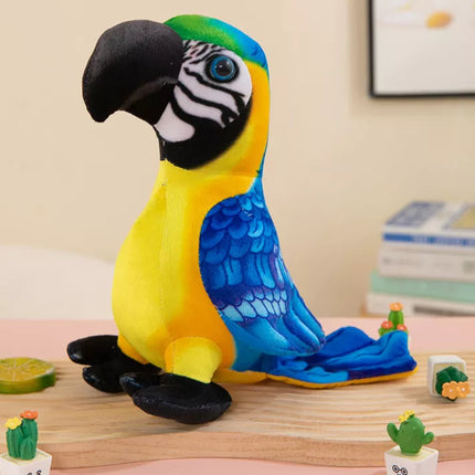 Pliušinis geltonas papūgos talismanas, 20 cm