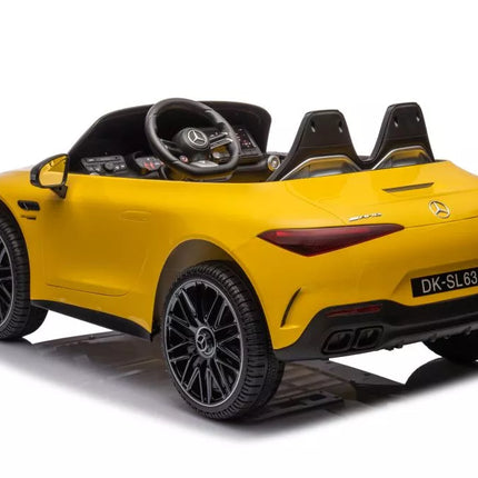 Mercedes AMG SL63 elektromobilis, geltonos spalvos