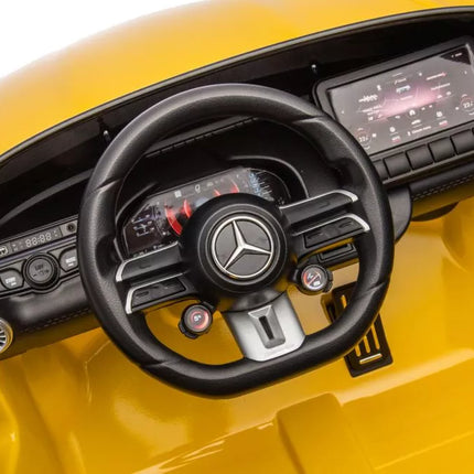 Mercedes AMG SL63 elektromobilis, geltonos spalvos