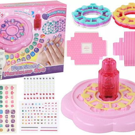 Nagų rinkinys rožiniai nagų galiukai lipdukai deimantai