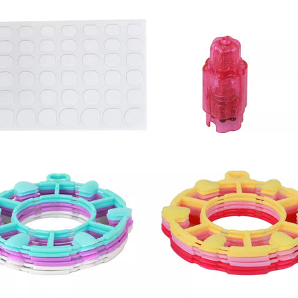 Nagų rinkinys rožiniai nagų galiukai lipdukai deimantai